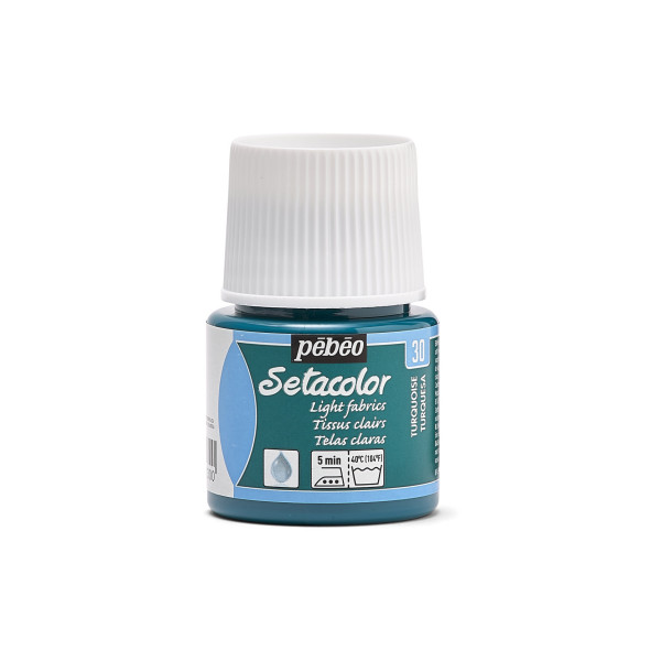 photo - Peinture pour tissus - Turquoise - 30 - Pour tissus clairs - Pébéo - Setacolor - 45ml