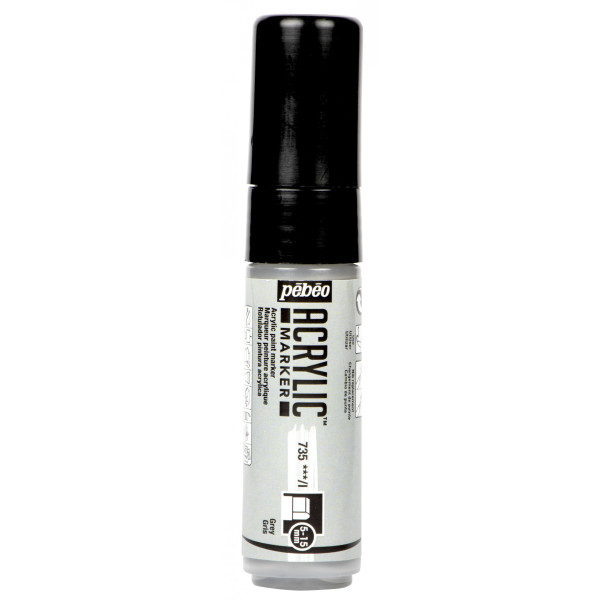 photo - Feutre - Marqueur - Acrylic Marker - Pébéo - Gris - 735 - Pointe large - 5 à 15mm