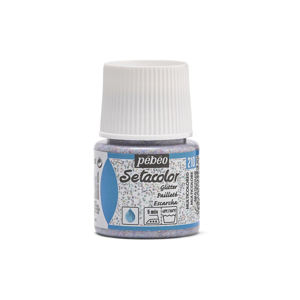 photo - Peinture pour tissus - Pailletés multicolore - 210 - Pour tissus clairs - Pébéo - Setacolor - 45ml