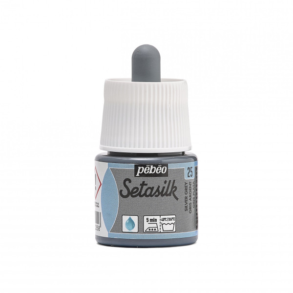 photo- Peinture sur soie - Gris argent - 25 - Pébéo - Setasilk - Flacon de 45ml