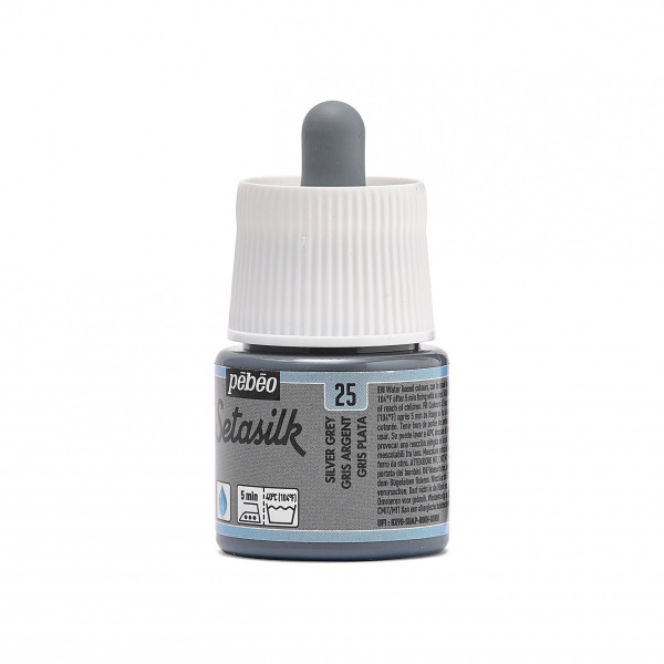 Peinture sur soie - Gris argent - 25 - Pébéo - Setasilk - Flacon de 45ml