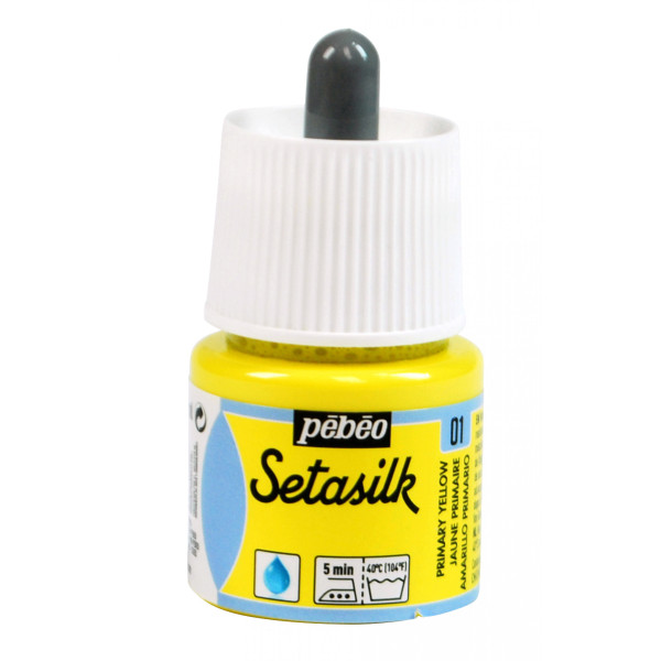 photo - Peinture sur soie - Jaune primaire - 1 - Pébéo - Setasilk - Flacon de 45ml