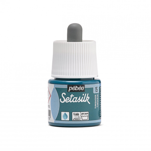 photo - Peinture sur soie - Turquoise - 15 - Pébéo - Setasilk - Flacon de 45ml