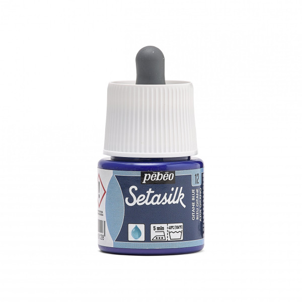 photo - Peinture sur soie - Bleu gitane - 12 - Pébéo - Setasilk - Flacon de 45ml