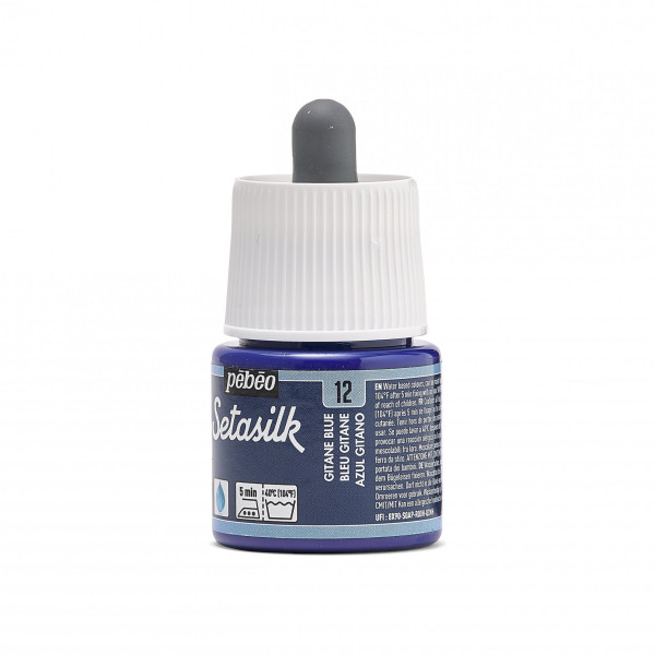 Peinture sur soie - Bleu gitane - 12 - Pébéo - Setasilk - Flacon de 45ml