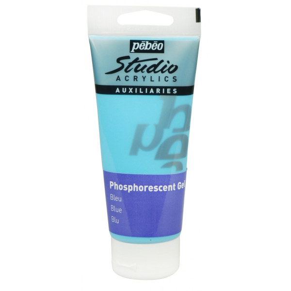 photo - Médium - Liant - Bleu phosphorescent - Peinture acrylique - Pébéo Studio - 100ml