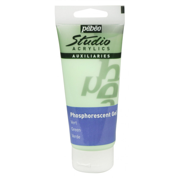 photo - Médium - Liant - Vert phosphorescent - Peinture acrylique - Pébéo Studio - 100ml