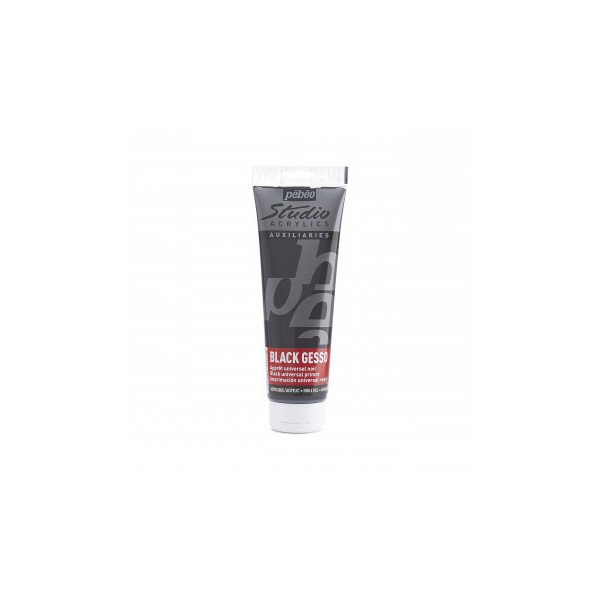 photo - Gesso - Apprêt - Noir - Acrylique - Huile - Gouache - Pébéo - Tube de 250ml