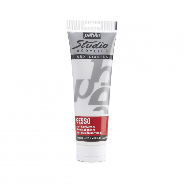 photo - Gesso - Apprêt - Blanc - Acrylique - Huile - Gouache - Pébéo - Tube de 250ml
