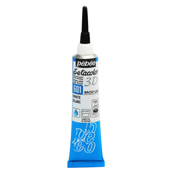 photo - Peinture pour tissus - Blanc - Effet Brod'line - Pébéo - Setacolor - Tube 20ml