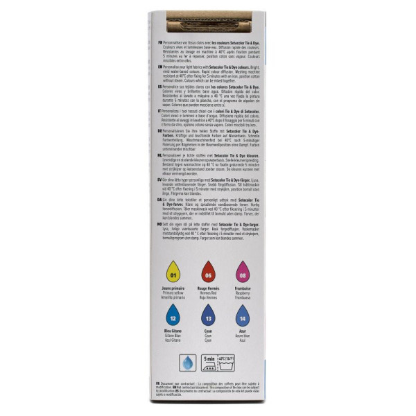 Coffret - Peinture pour tissus clairs - Tie & Dye - Pébéo - Setacolor - 6 pots