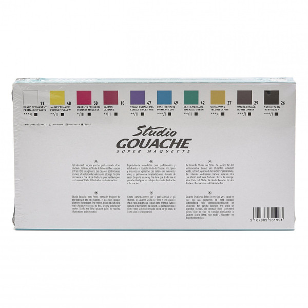 Gouache - Étude et fine - 10 tubes de 20 ml + 1 pinceau - Pébéo - Studio Gouache