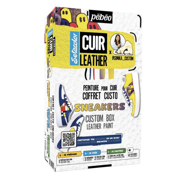 photo - Coffret peinture pour cuir - Pour customiser ses chaussures - Sneakers - Setacolor Cuir - Pébéo