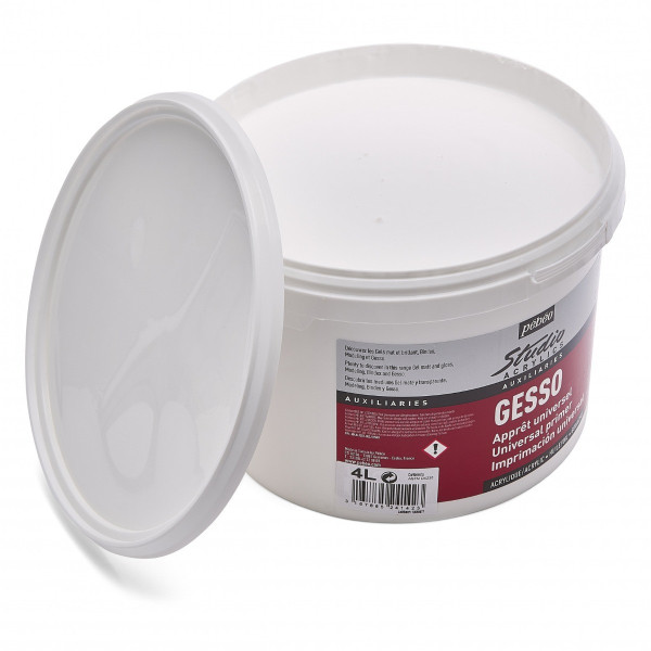 Gesso - Apprêt - Blanc - Acrylique - Huile - Gouache - Pébéo - Sceau de 4L