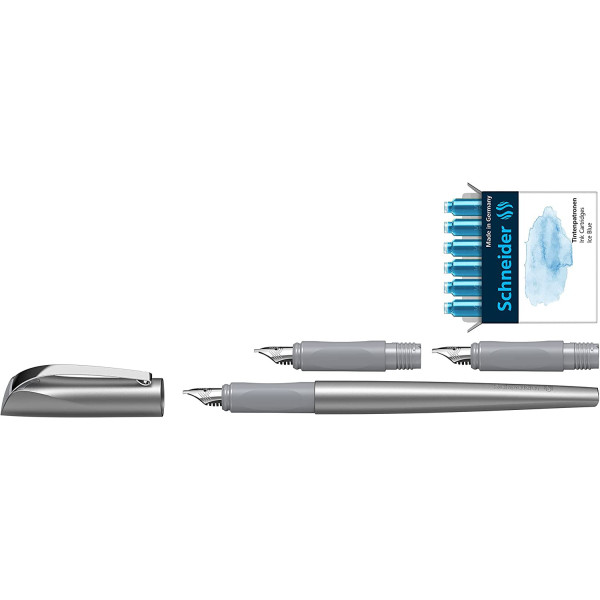 Stylo plume - Argent - 3 plumes avec cartouches - Schneider - Callissima