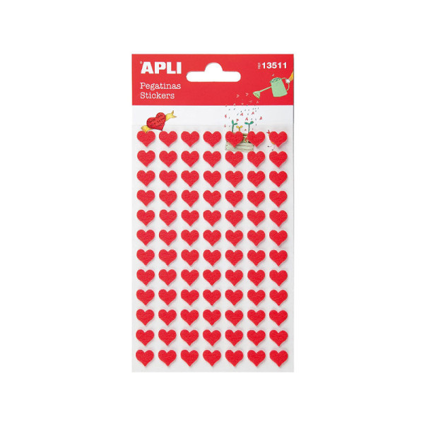 Stickers rouge cœur 2 planches - Apli Kids 13511