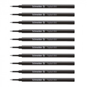 Lot de 10 recharges pour stylo roller - Noir - Pointe 0,5mm - Topball 850 - Schneider