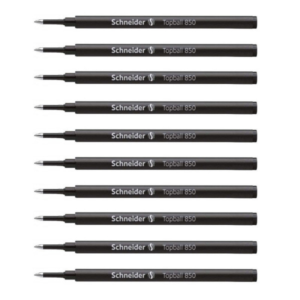 Lot de 10 recharges pour stylo roller - Noir - Pointe 0,5mm - Topball 850 - Schneider