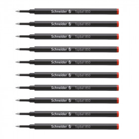 Lot de 10 recharges pour stylo roller - Rouge - Pointe 0,5mm - Topball 850 - Schneider | Artmania