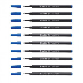 Lot de 10 recharges pour stylo roller - Bleu - Pointe 0,5mm - Topball 850 - Schneider | Artmania
