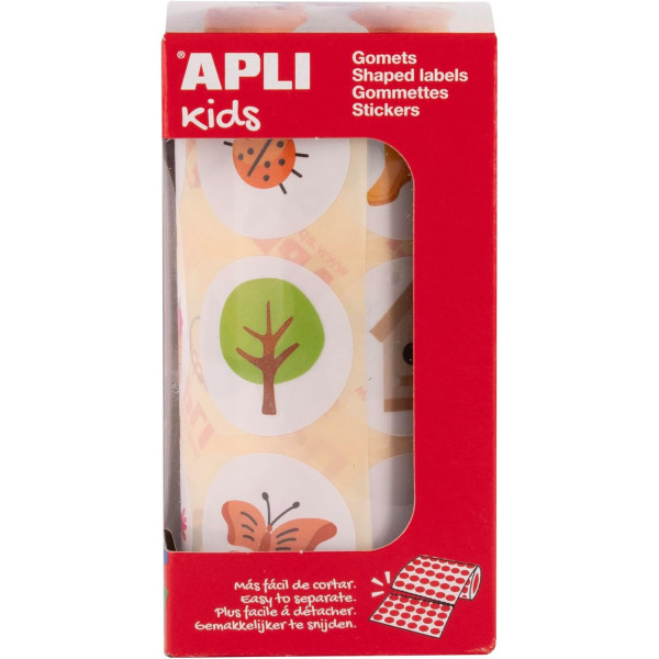 Gommettes - Images jardin et potager - Ronde - 33mm - Enfant - Rouleau 360 unité - Apli Kids