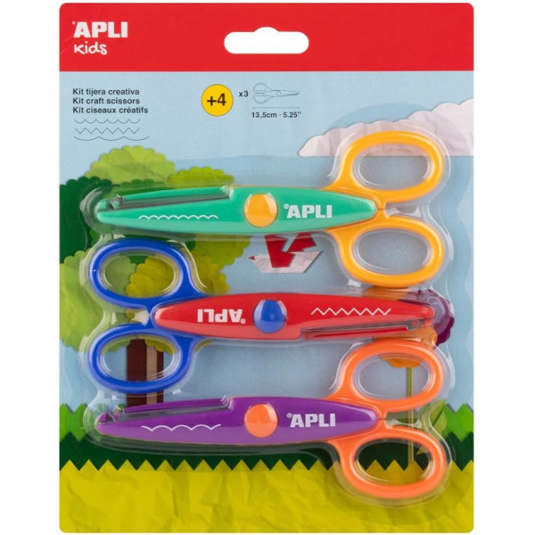 photo - Ciseaux créatifs - Dentelés, vagues et zig-zag - 3 paires - Enfant - 13,5cm - Sécurité - Dès 4 ans - Loisirs créatifs
