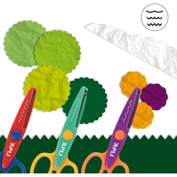 Ciseaux créatifs - Dentelés, vagues et zig-zag - 3 paires - Enfant - 13,5cm - Sécurité - Dès 4 ans - Loisirs créatifs