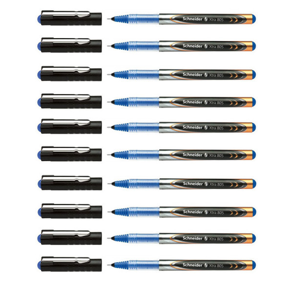 Lot de 10 stylos roller - Bleu - Pointe 0,5 mm - Xtra 805 - Schneider - Artmania