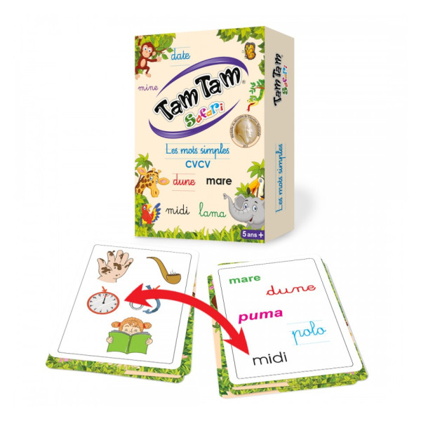 Jeu - Tam Tam Safari - Les mots simples - Jeu de lecture - Dès 5 ans