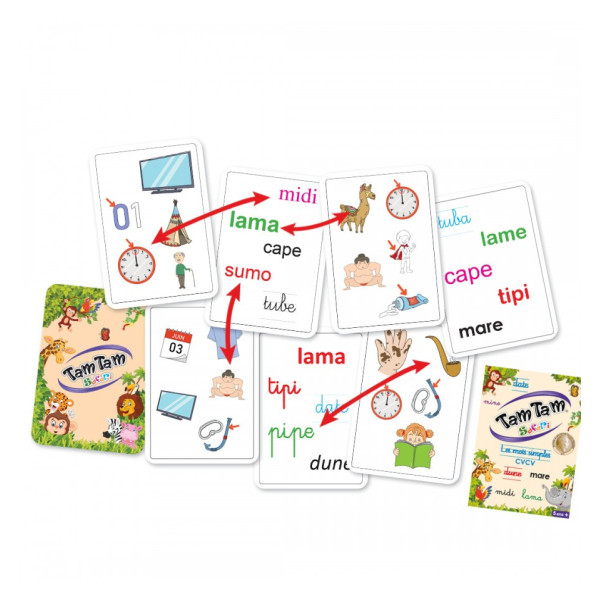 Jeu - Tam Tam Safari - Les mots simples - Jeu de lecture - Dès 5 ans