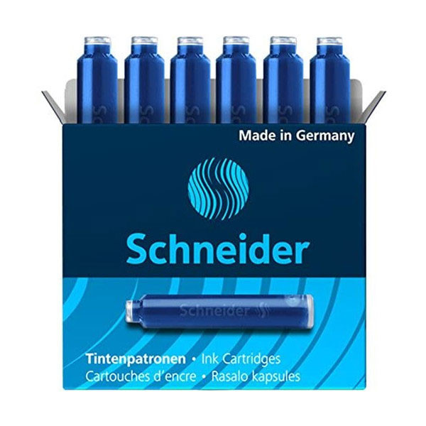 Lot stylo roller rechargeable Ray + Boîte de 6 cartouches bleu - Schneider