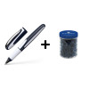 Lot stylo roller rechargeable Ray + Pot de 100 cartouches bleu - Schneider | Artmania
