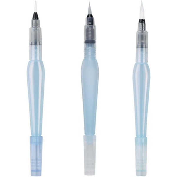 Lot de 3 pinceaux à réservoir d'eau - Pointes assorties - Pentel Arts