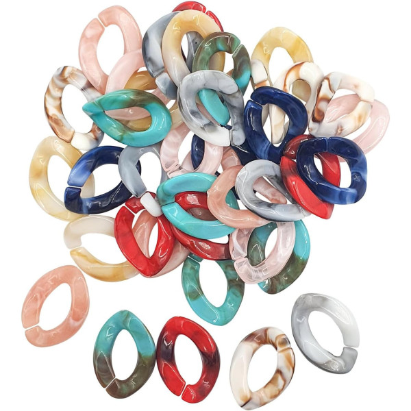 photo - Sachet de perles - Chaînons marbrés - Assortiments de couleurs - Bijoux bracelet coliers - 40 pièces