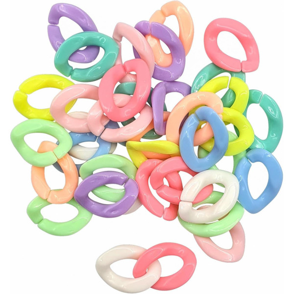 photo - Sachet de perles - Chaînons pastel - Assortiments de couleurs - Bijoux bracelet coliers - 36 pièces