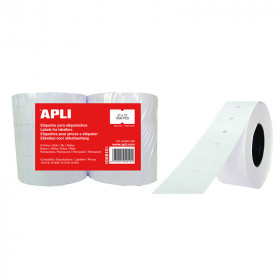 photo-6 rouleaux étiquettes blanches permanente - 21 x 12R - Pour étiqueteuse - Apli