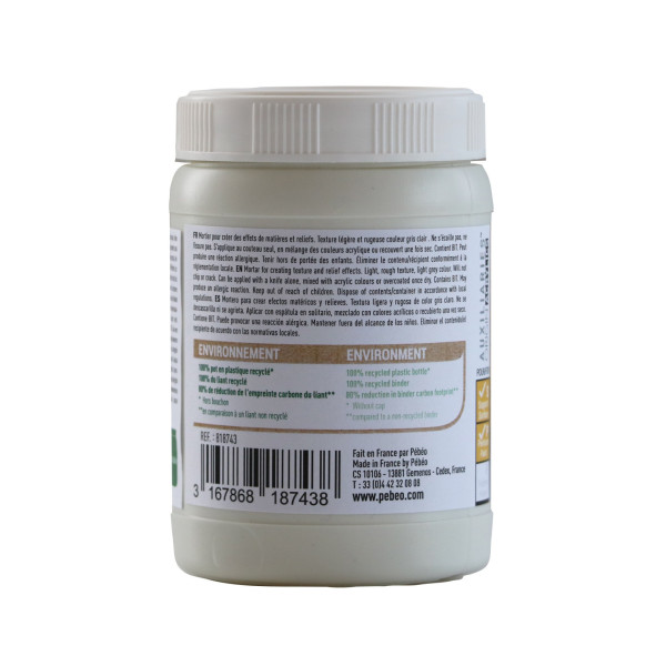 Mortier stuc - Créer des effets - Gris clair - Pour acrylique - Pébéo Origin acrylics - 225ml