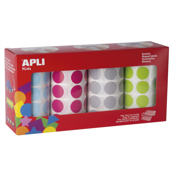 photo-4 Rouleaux De Gommettes Rondes - Diamètre 20 Mm - Couleurs pastel - Apli