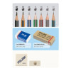 Crayons graphite - Assortiment de mines 2H,H,HB,B,2B,4B,6B + 2 gommes - Milan