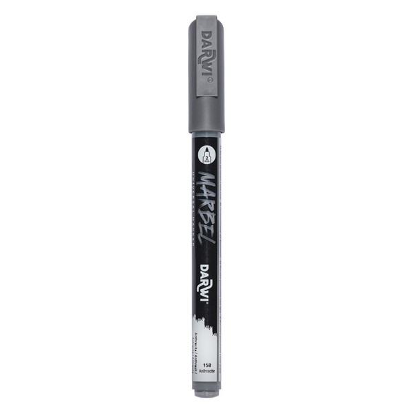 photo - Marqueur - Peinture acrylique - Anthracite - Permanent - Pointe fine 2mm - Marbel - Darwi