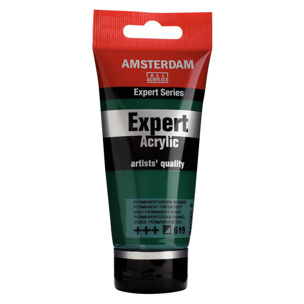 photo-Tube de peinture acrylique - Vert permanent foncé 619 - Expert Acrylic - Amsterdam