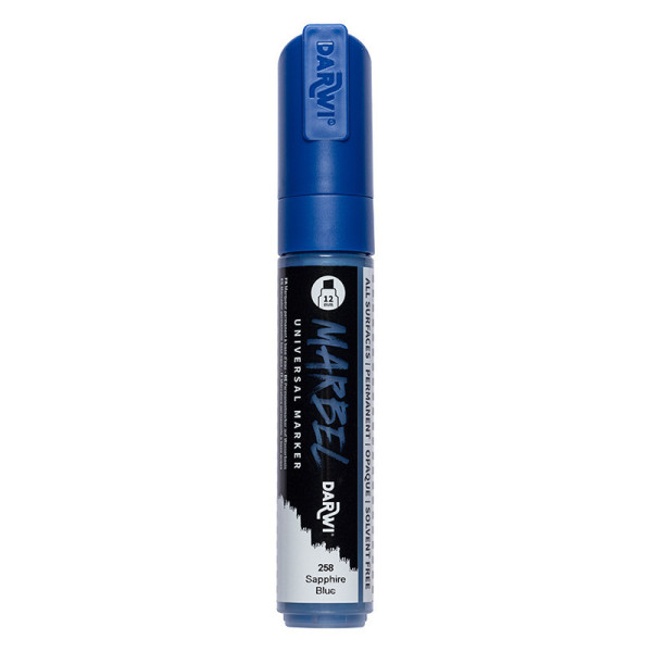 Marqueur - Peinture acrylique - Bleu saphir - Permanent - Pointe biseautée 12mm - Marbel - Darwi