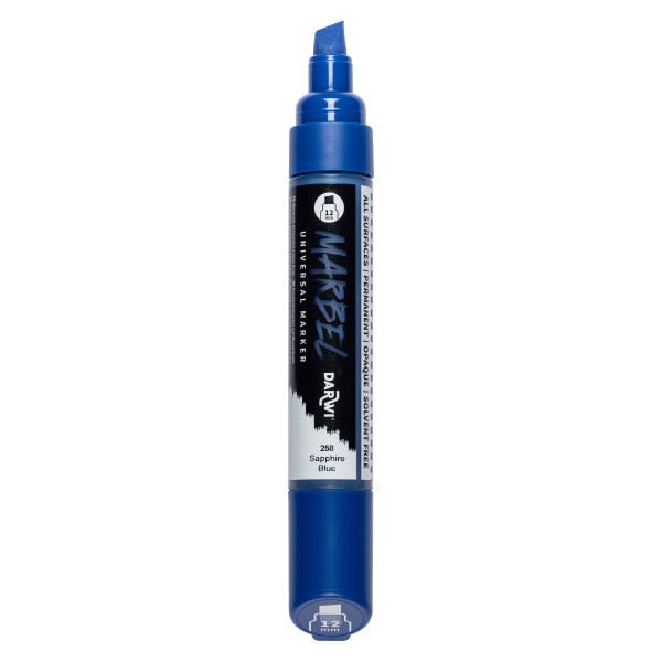 Marqueur - Peinture acrylique - Bleu saphir - Permanent - Pointe biseautée 12mm - Marbel - Darwi