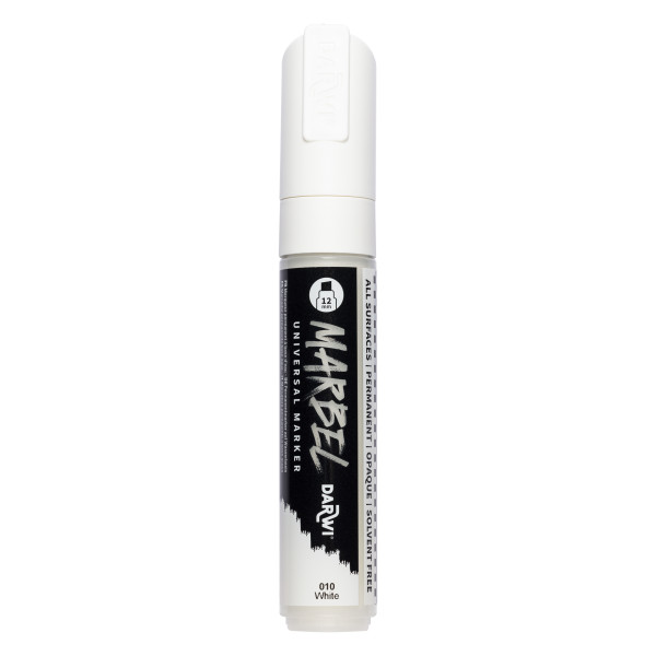 photo - Marqueur - Peinture acrylique - Blanc - Permanent - Pointe biseautée 12mm - Marbel - Darwi