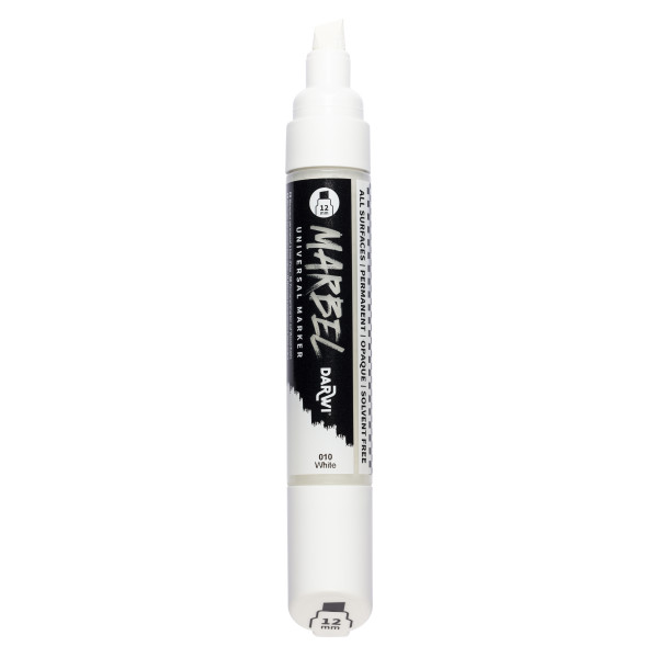 Marqueur - Peinture acrylique - Blanc - Permanent - Pointe biseautée 12mm - Marbel - Darwi
