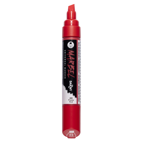 Marqueur - Peinture acrylique - Rouge - Permanent - Pointe biseautée 12mm - Marbel - Darwi