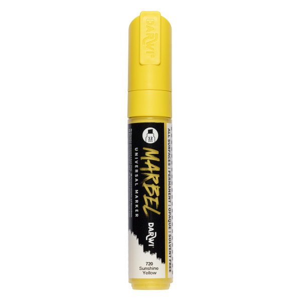 photo - Marqueur - Peinture acrylique - Jaune soleil - Permanent - Pointe biseautée 12mm - Marbel - Darwi