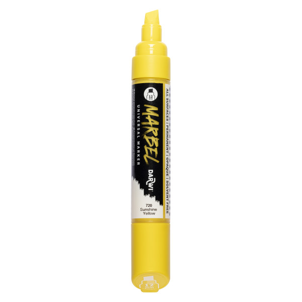 Marqueur - Peinture acrylique - Jaune soleil - Permanent - Pointe biseautée 12mm - Marbel - Darwi