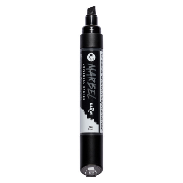 Marqueur - Peinture acrylique - Noir - Permanent - Pointe biseautée 12mm - Marbel - Darwi