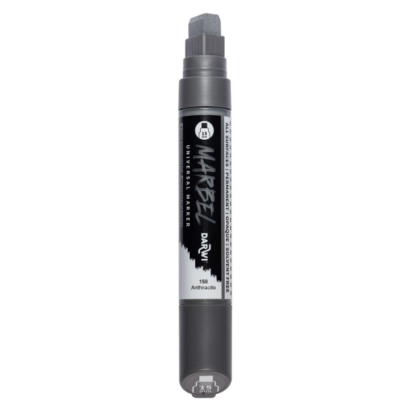 Marqueur - Peinture acrylique - Anthracite - Permanent - Pointe rectangulaire 15mm - Marbel - Darwi